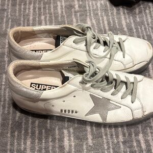 Golden Goose White and Gray Superstar Sneakers